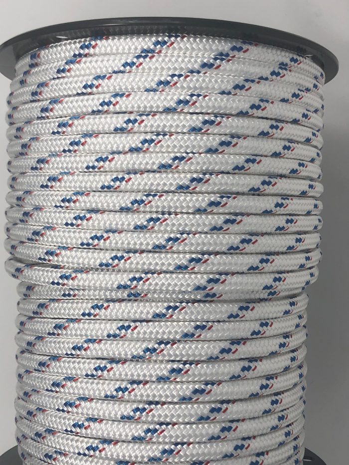 Double Braid Polyester line 7//16x150 ft yacht braid teal green w tracer halyard