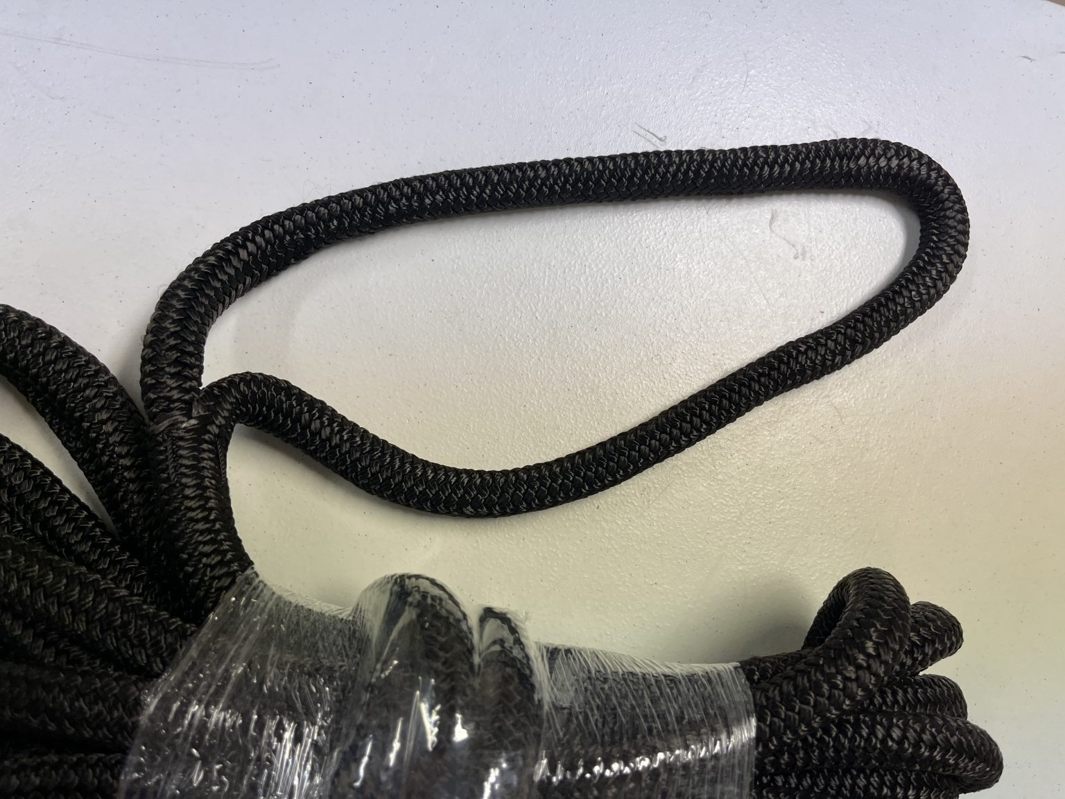 3/4" x 50 feet Black Double Braid Nylon Dock Line with 18" eye splice