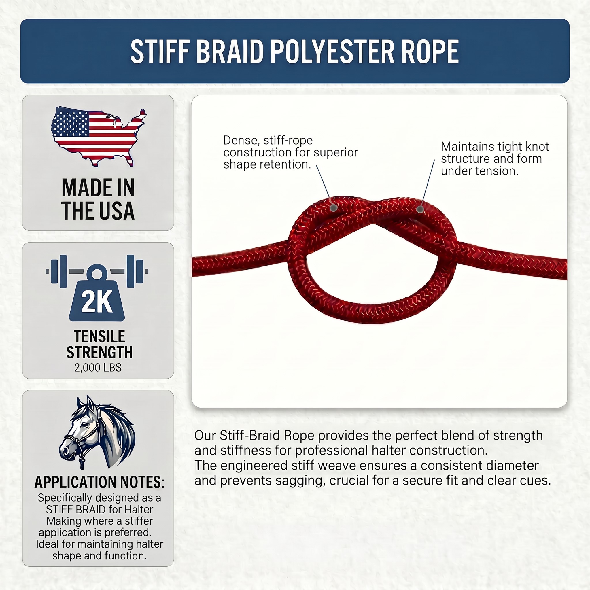 1/4" Stiff Braid Polyester Rope - Image 2